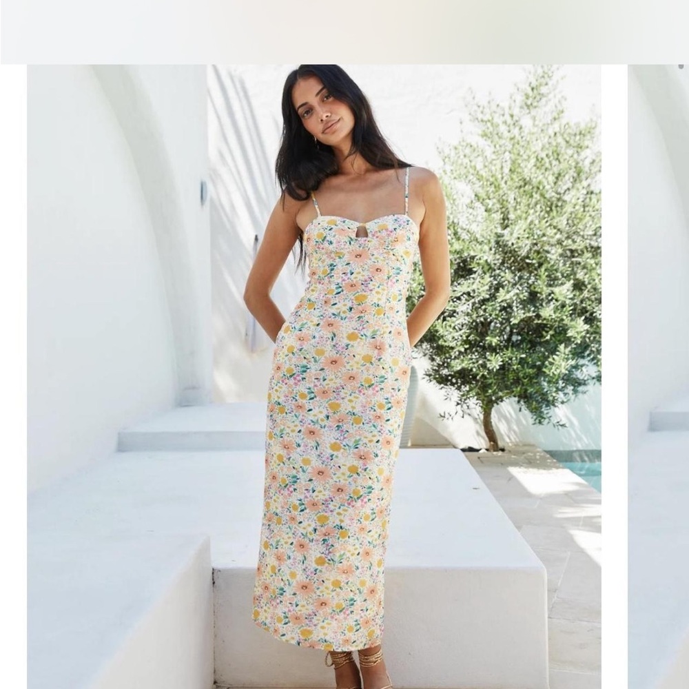 Fortunate one sunset dreams floral midi dress